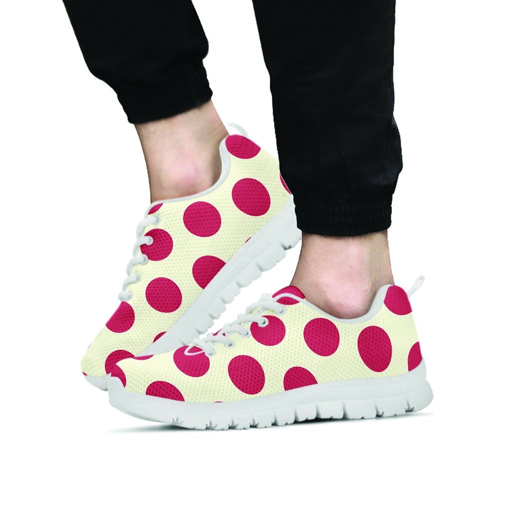 White And Red Polka Dot Men's Sneakers-grizzshop