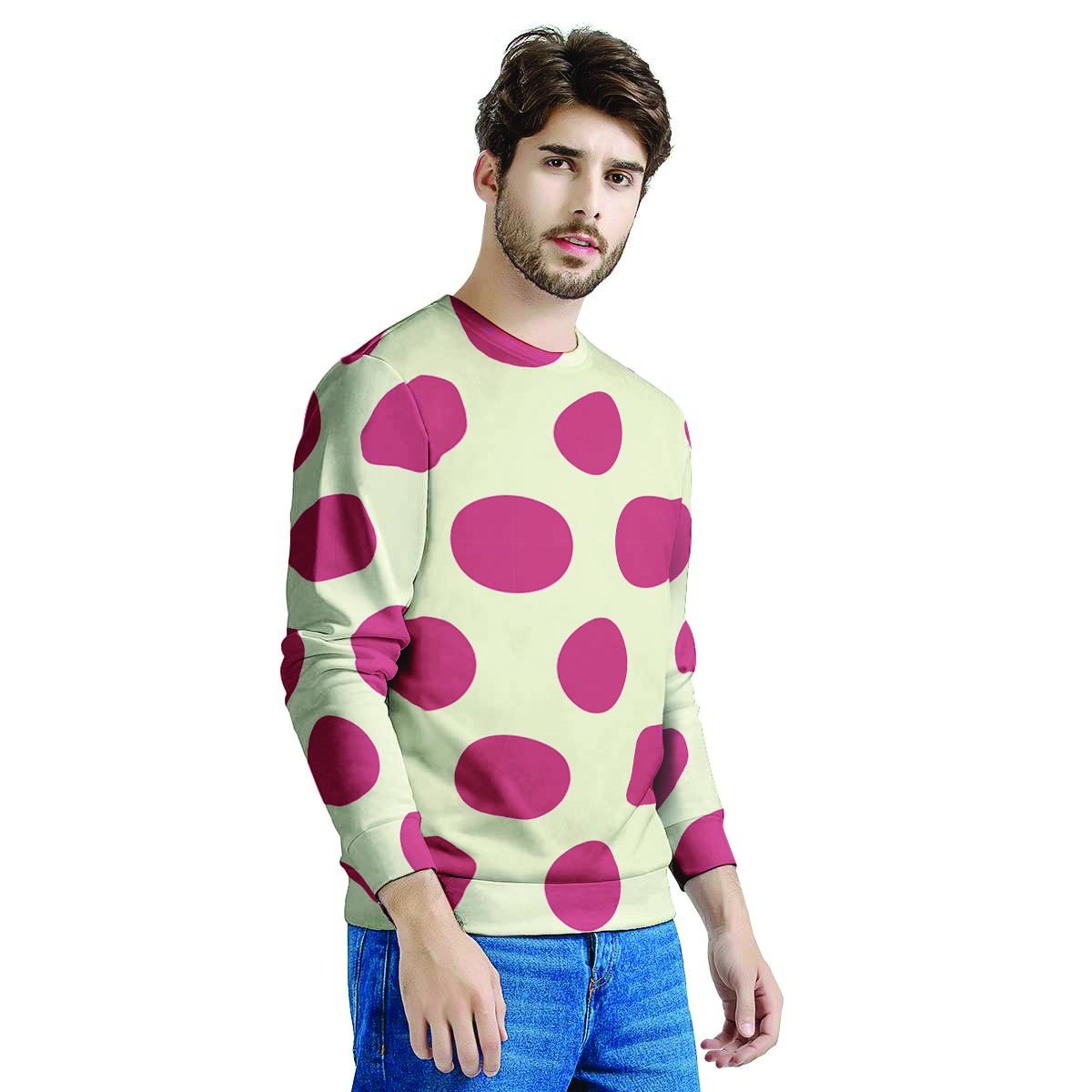 White And Red Polka Dot Men's Sweatshirt-grizzshop