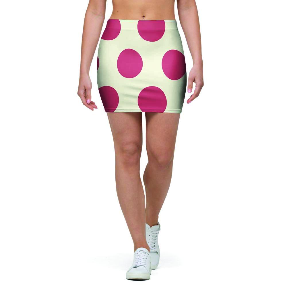 White And Red Polka Dot Mini Skirt-grizzshop