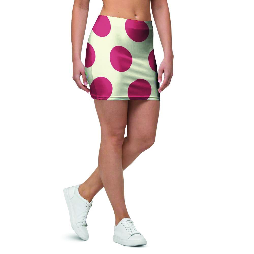 White And Red Polka Dot Mini Skirt-grizzshop