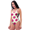 White And Red Polka Dot One Piece Swimsuite-grizzshop