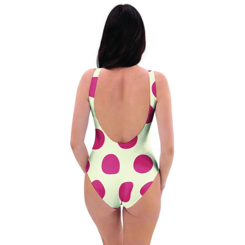 White And Red Polka Dot One Piece Swimsuite-grizzshop