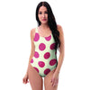 White And Red Polka Dot One Piece Swimsuite-grizzshop