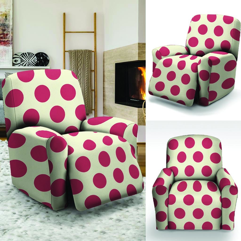 White And Red Polka Dot Recliner Cover-grizzshop