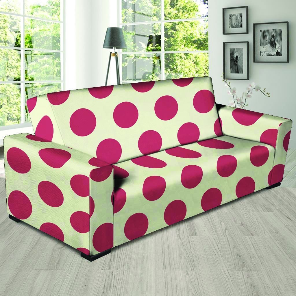 White And Red Polka Dot Sofa Cover-grizzshop