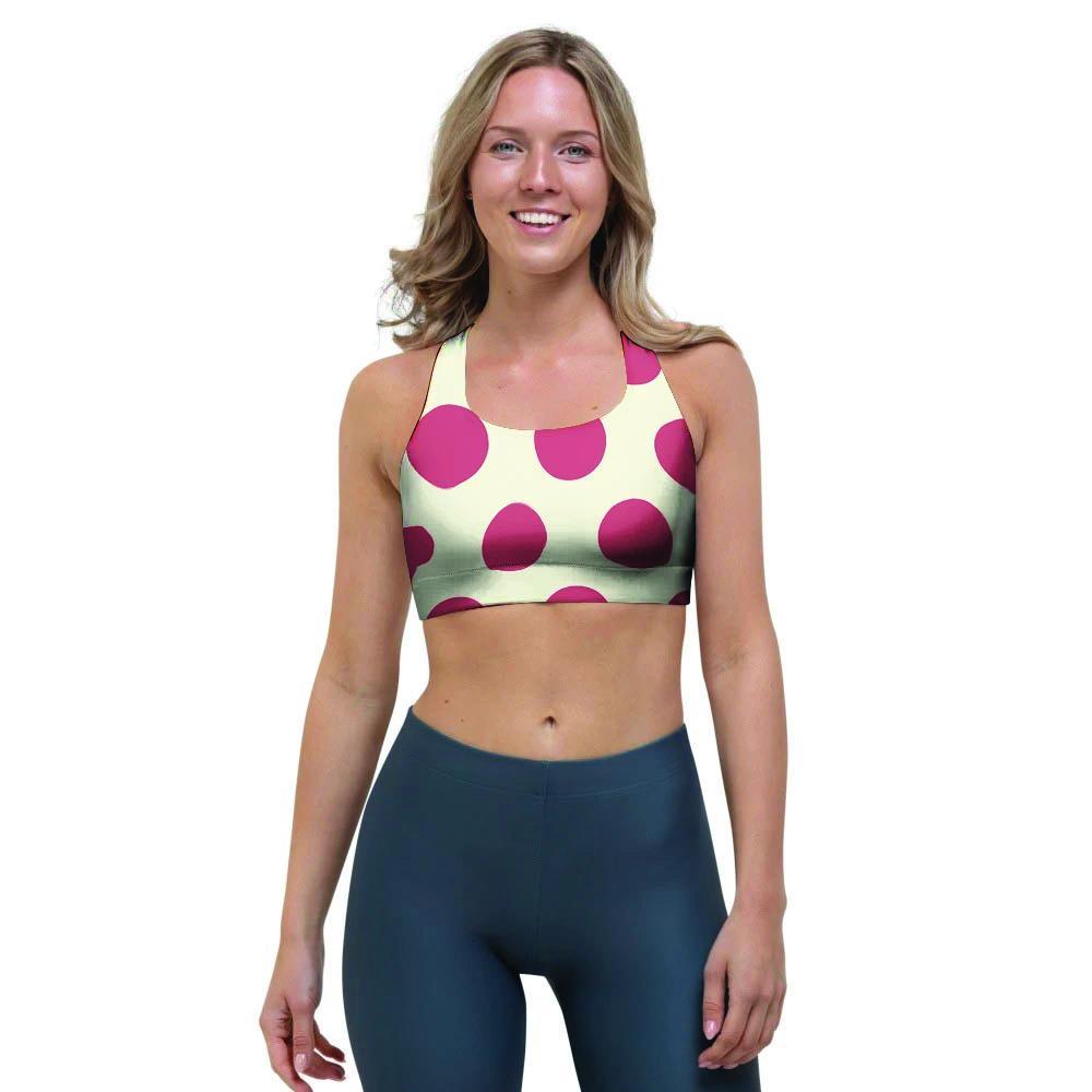 White And Red Polka Dot Sports Bra-grizzshop