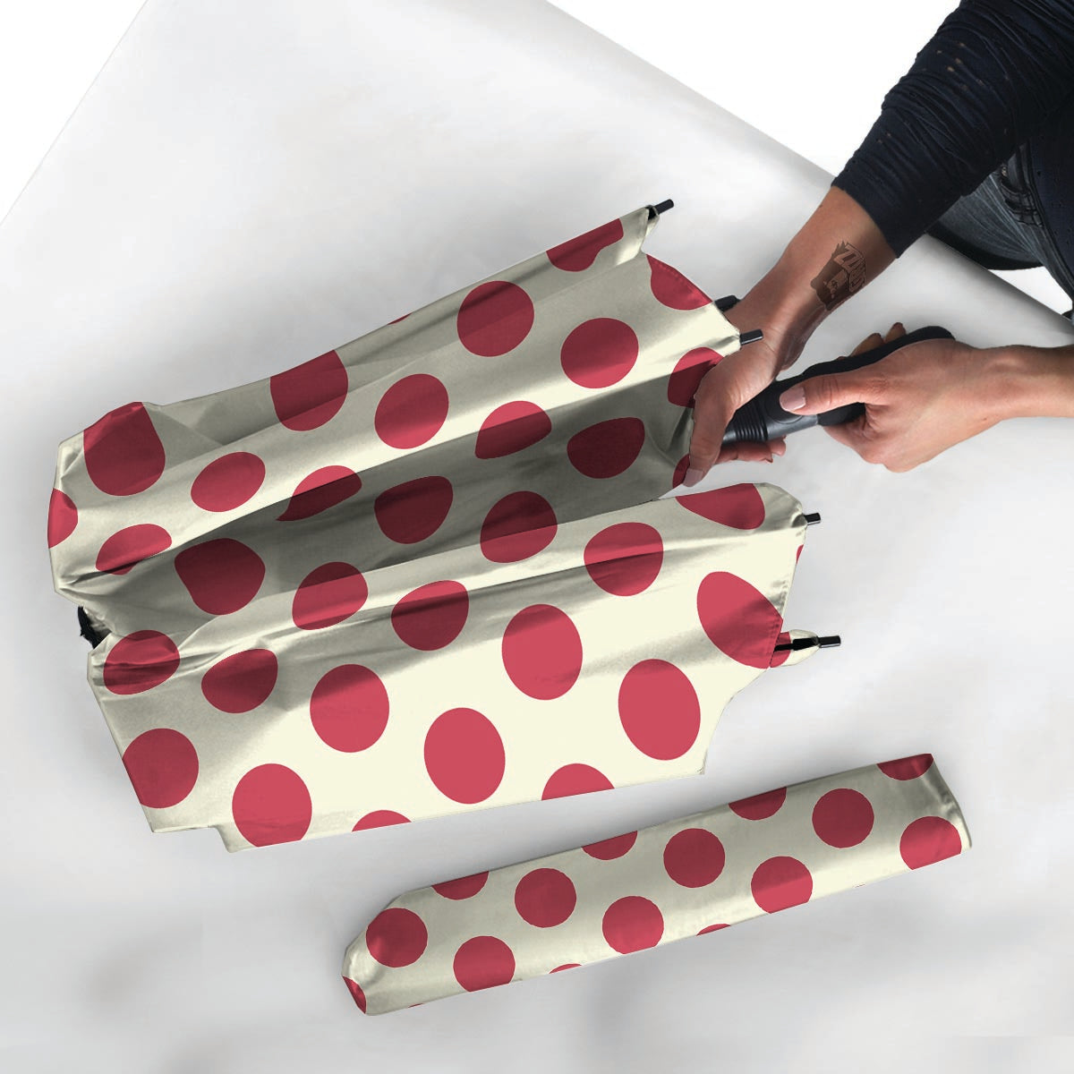 White And Red Polka Dot Umbrella-grizzshop