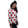 White And Red Polka Dot Women's Bomber Jacket-grizzshop