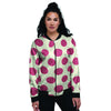 White And Red Polka Dot Women's Bomber Jacket-grizzshop