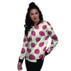 White And Red Polka Dot Women's Bomber Jacket-grizzshop