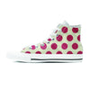 White And Red Polka Dot Women's High Top Shoes-grizzshop