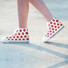 White And Red Polka Dot Women's High Top Shoes-grizzshop