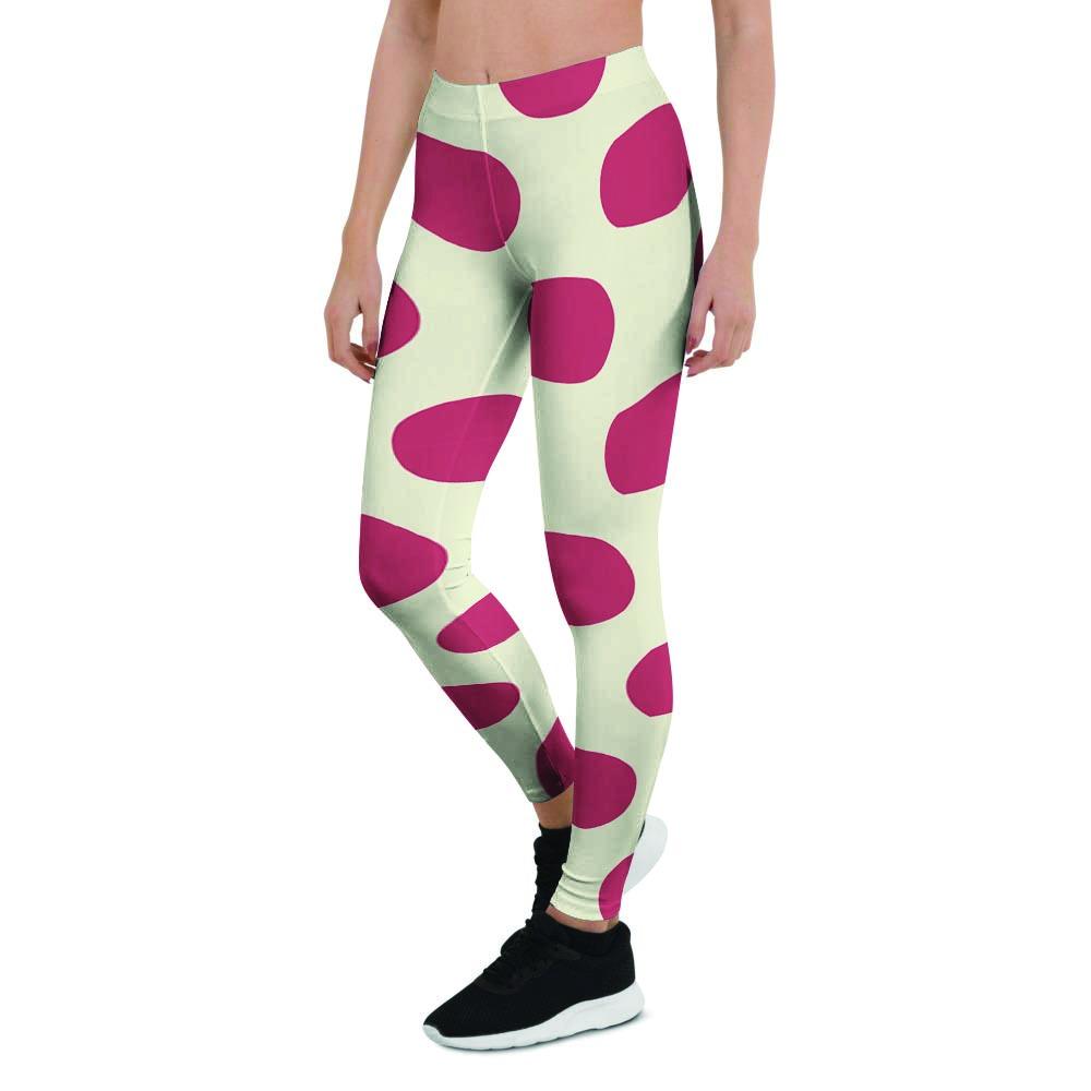 White And Red Polka Dot Women's Leggings-grizzshop