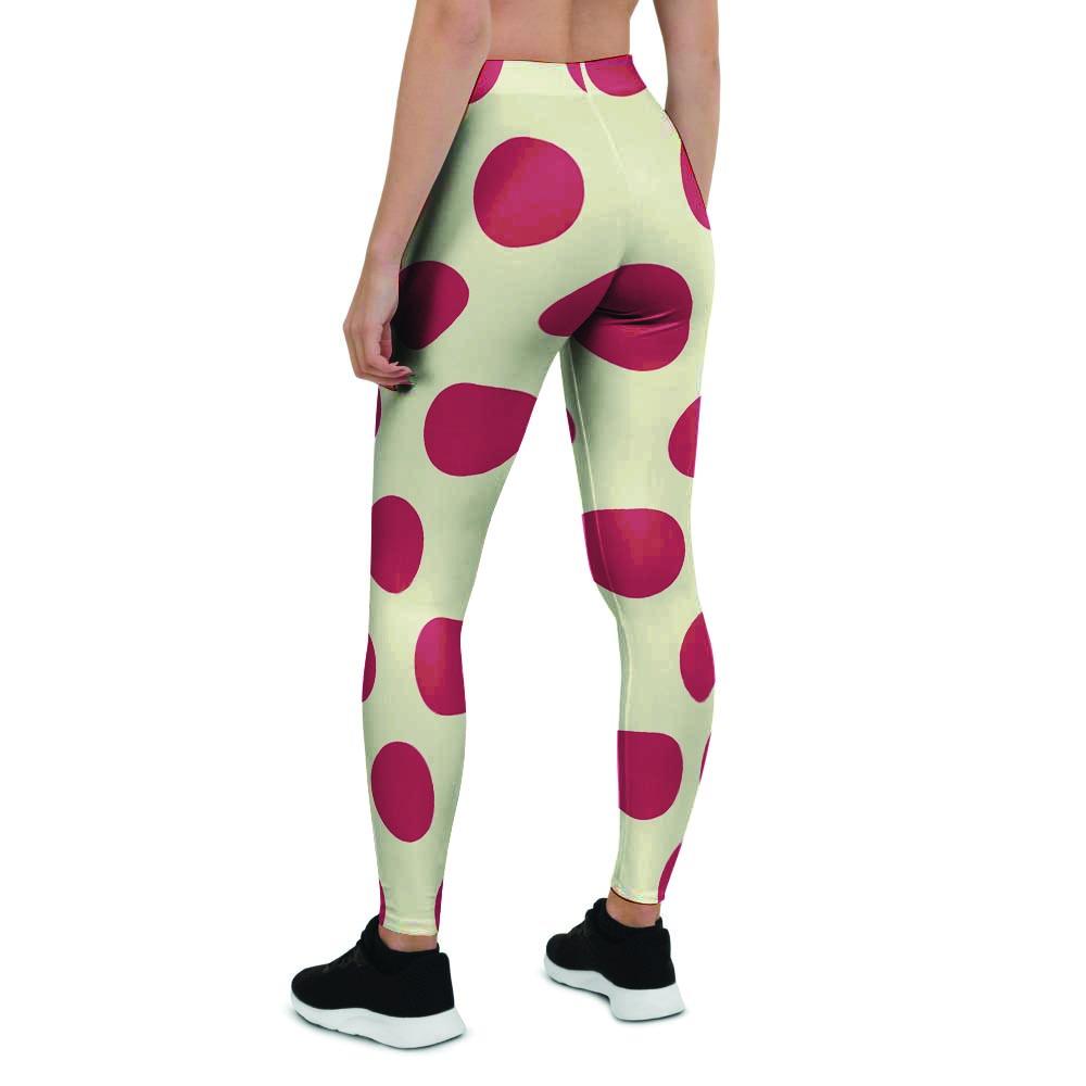 White And Red Polka Dot Women's Leggings-grizzshop