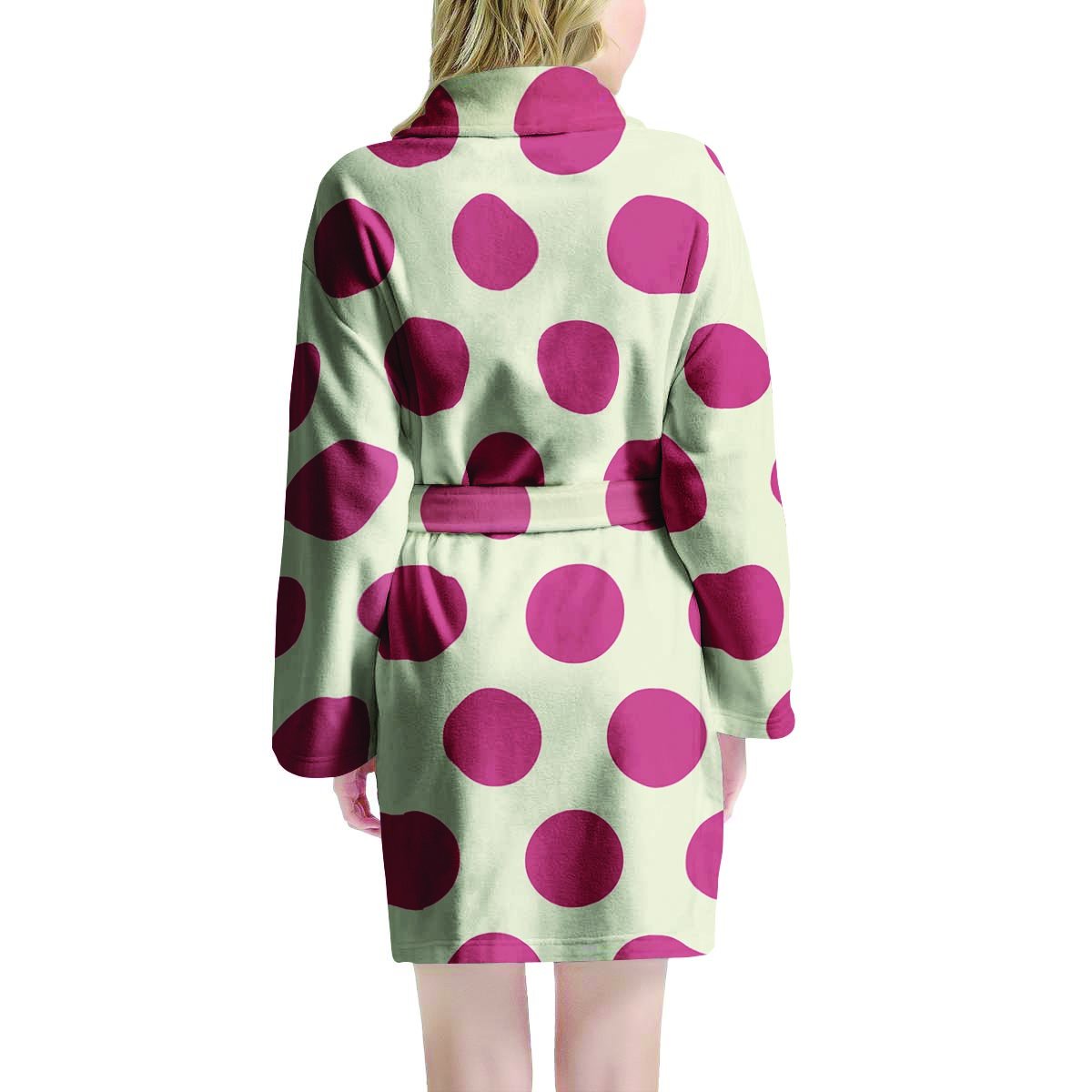 White And Red Polka Dot Women's Robe-grizzshop