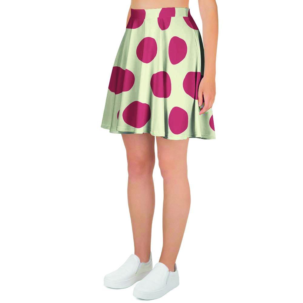 White And Red Polka Dot Women's Skirt-grizzshop