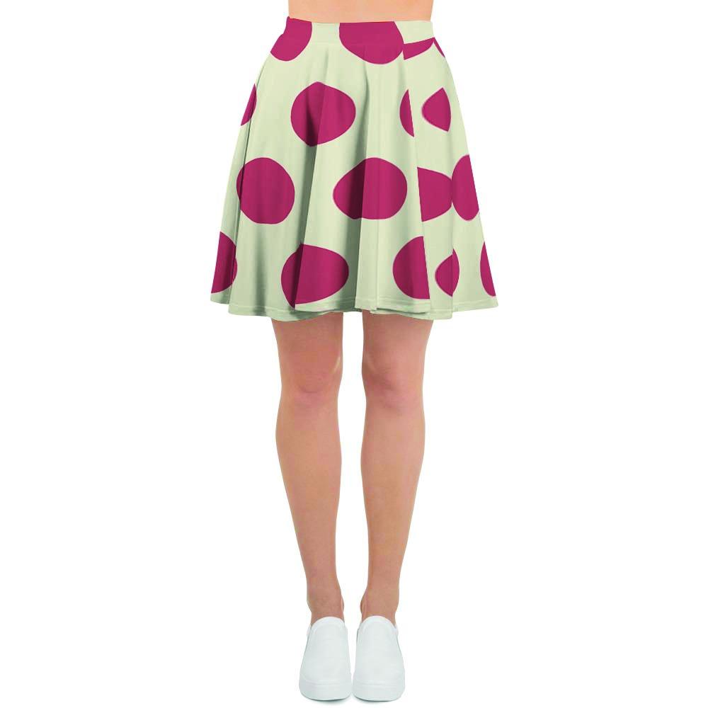 White And Red Polka Dot Women's Skirt-grizzshop