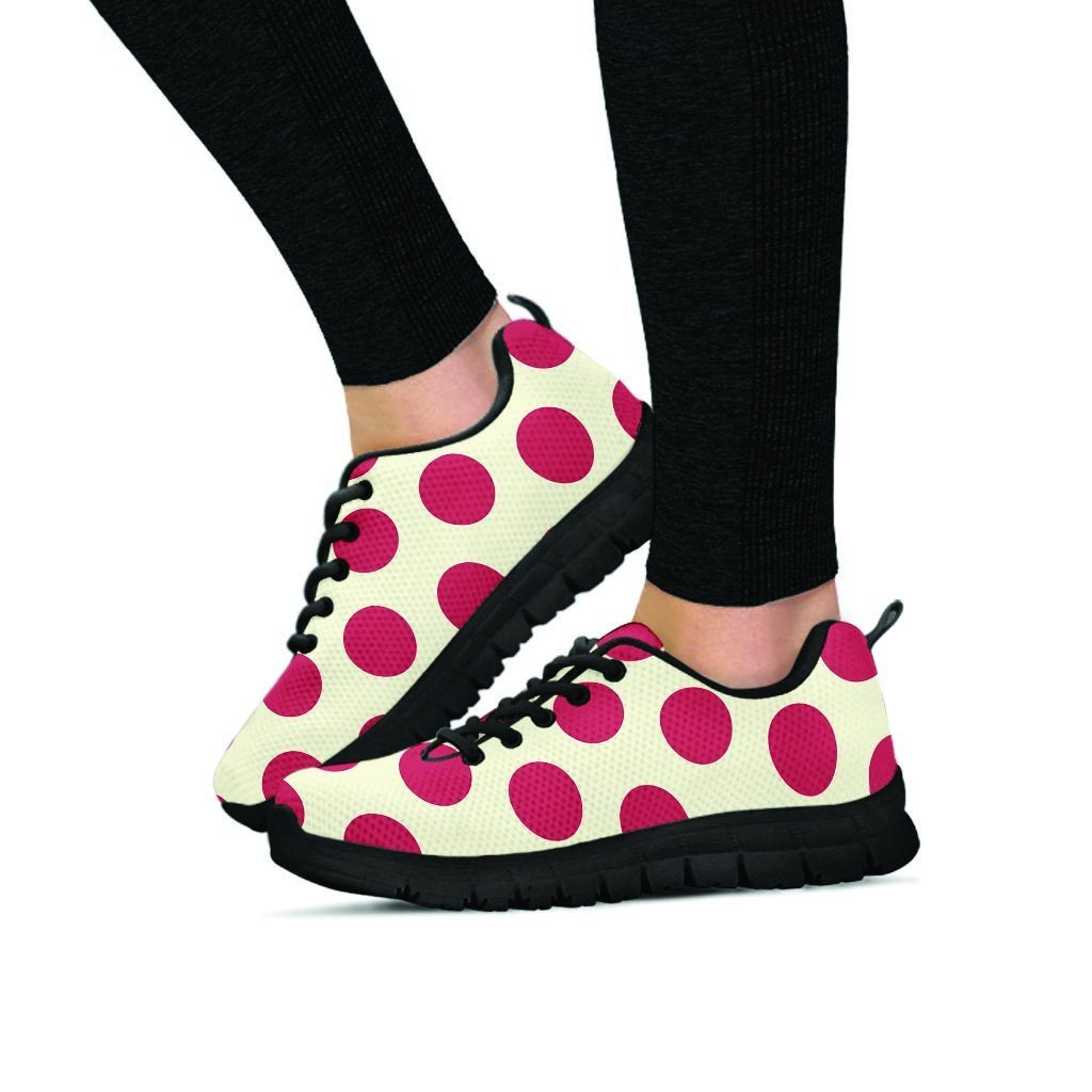 White And Red Polka Dot Women's Sneakers-grizzshop