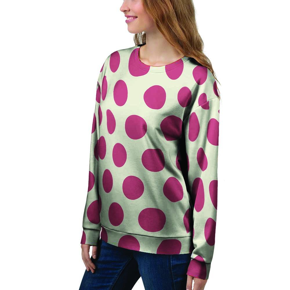 White And Red Polka Dot Women's Sweatshirt-grizzshop