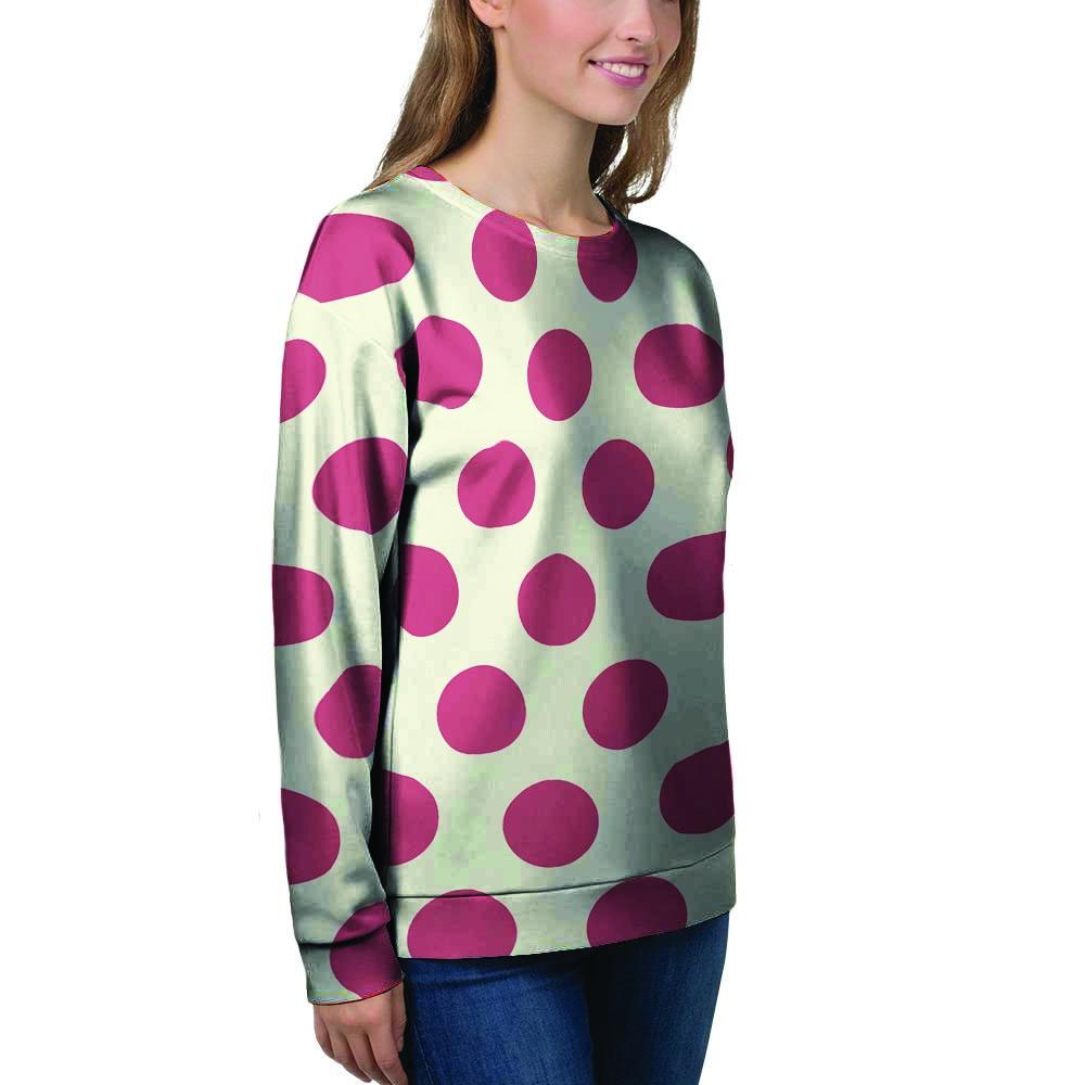 White And Red Polka Dot Women's Sweatshirt-grizzshop