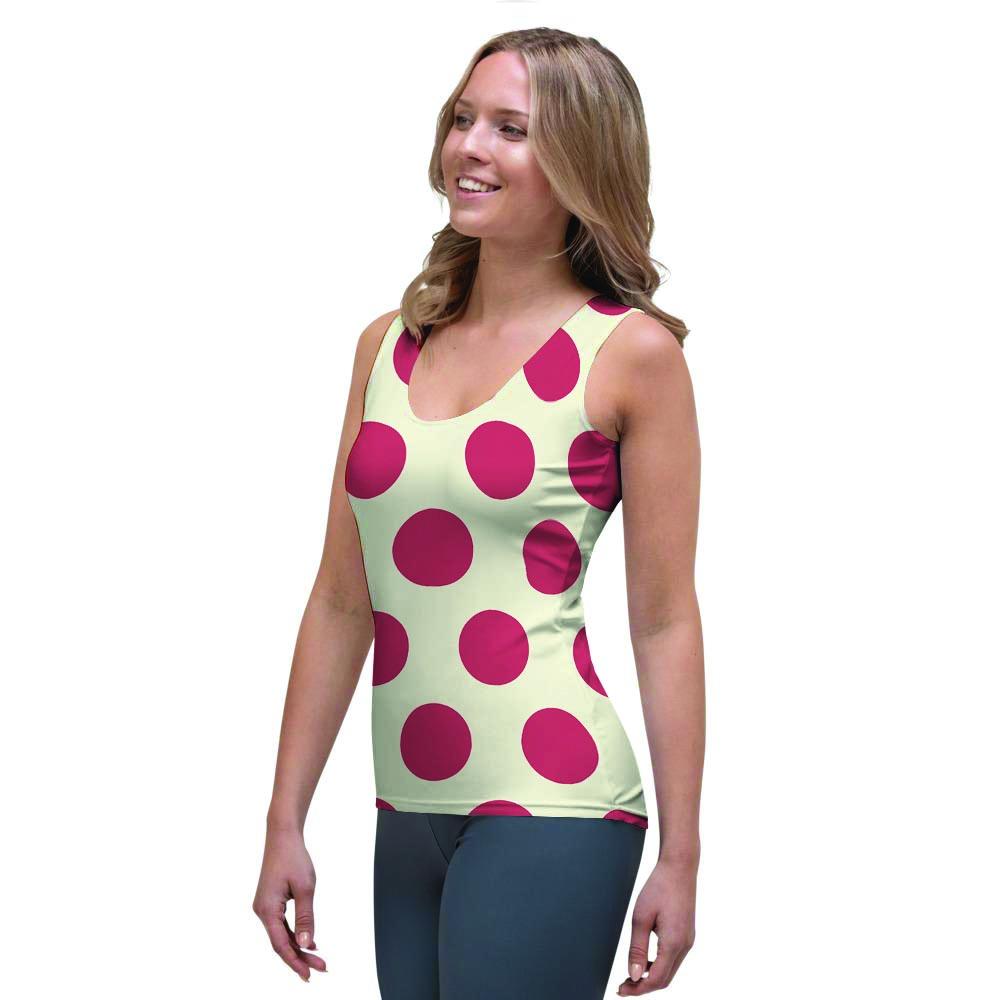 White And Red Polka Dot Women's Tank Top-grizzshop