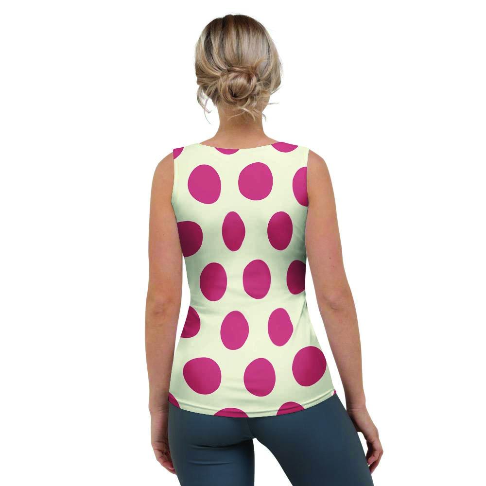 White And Red Polka Dot Women's Tank Top-grizzshop