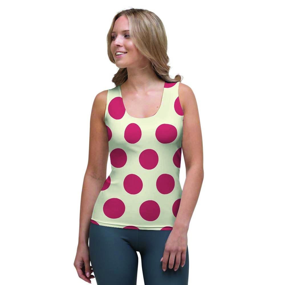 Grizzshop White and Red Polka Dot Women s Tank Top