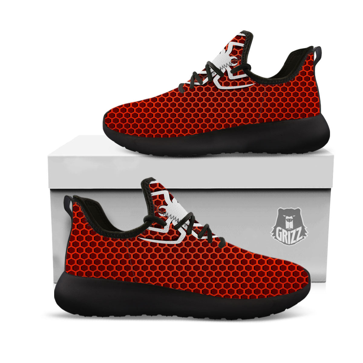White And Red Spider Print Black Athletic Shoes-grizzshop