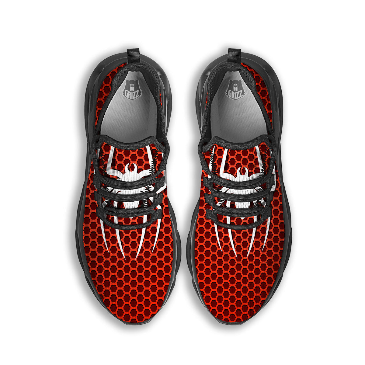 White And Red Spider Print Black Running Shoes-grizzshop