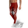 White And Red Spider Print Men's Leggings-grizzshop