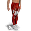 White And Red Spider Print Men's Leggings-grizzshop