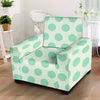 White And Turquoise Polka Dot Armchair Cover-grizzshop