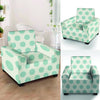 White And Turquoise Polka Dot Armchair Cover-grizzshop