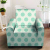 White And Turquoise Polka Dot Armchair Cover-grizzshop