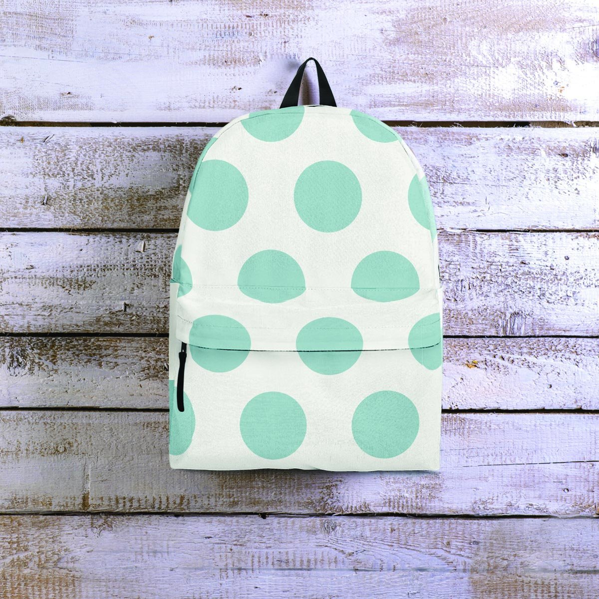 White And Turquoise Polka Dot Backpack-grizzshop