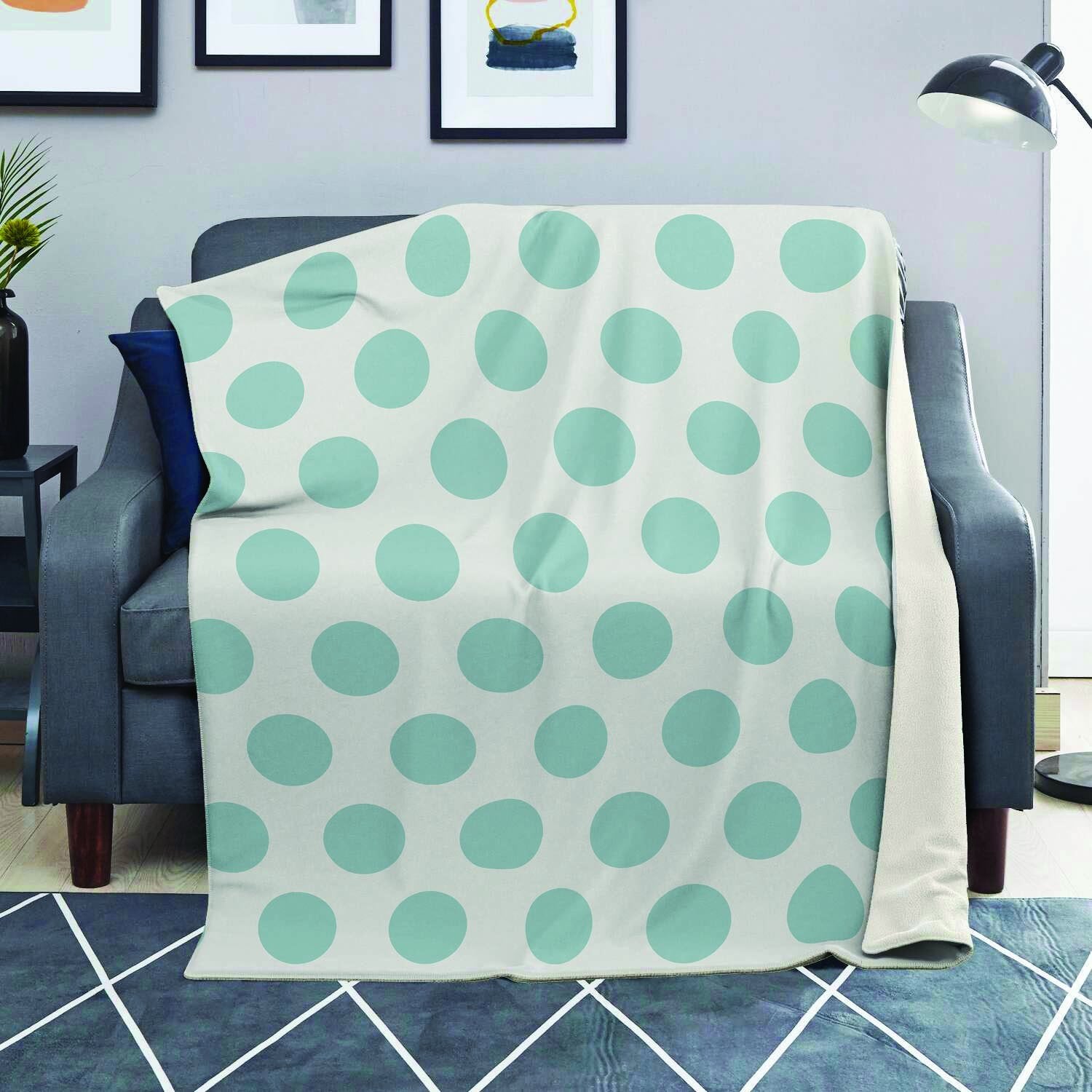 White And Turquoise Polka Dot Blanket-grizzshop