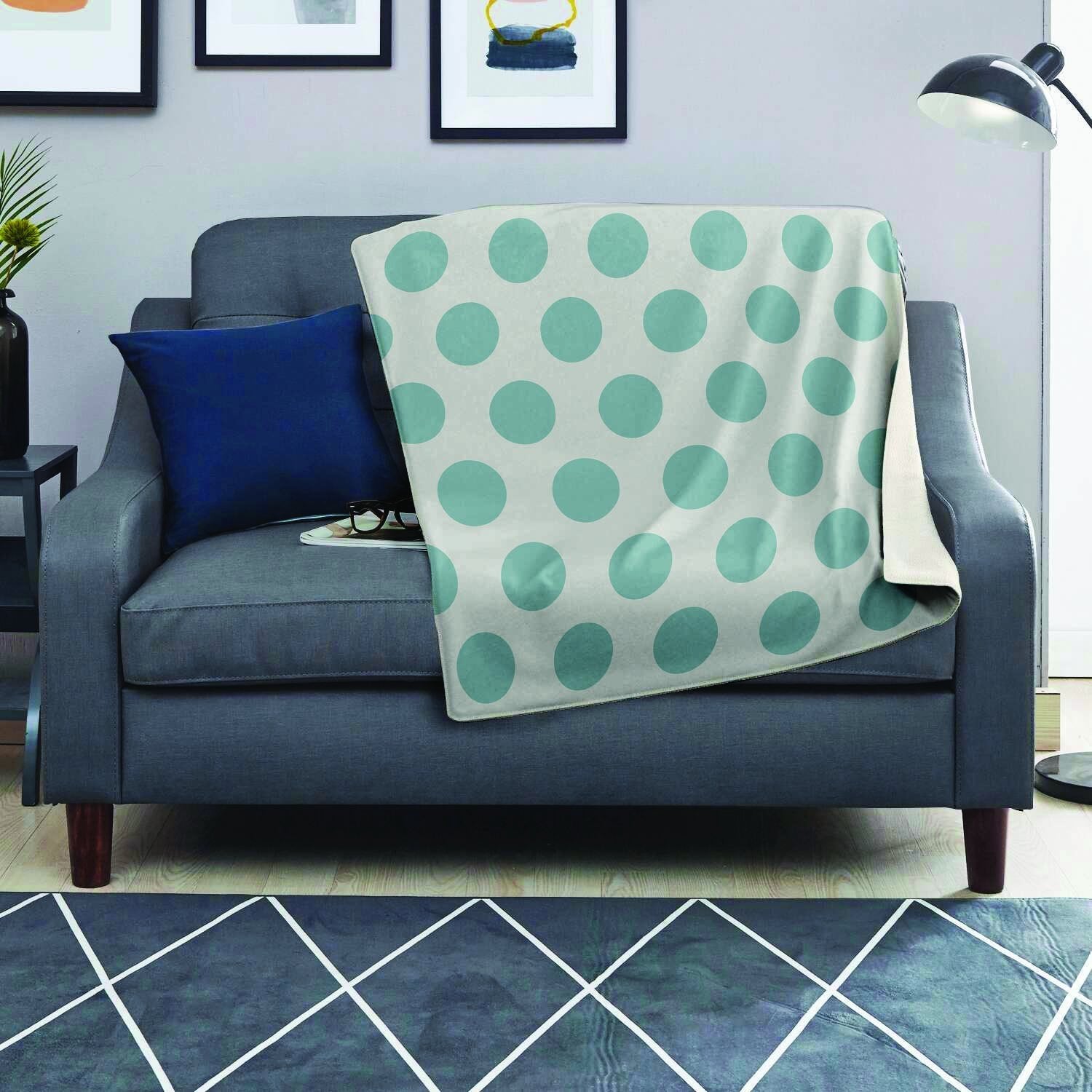 White And Turquoise Polka Dot Blanket-grizzshop