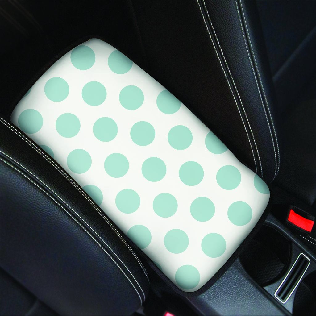 White And Turquoise Polka Dot Car Console Cover-grizzshop