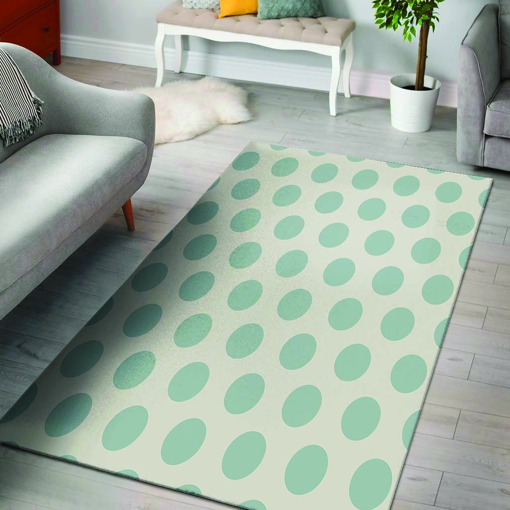 White And Turquoise Polka Dot Floor Mat-grizzshop