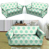 White And Turquoise Polka Dot Loveseat Cover-grizzshop