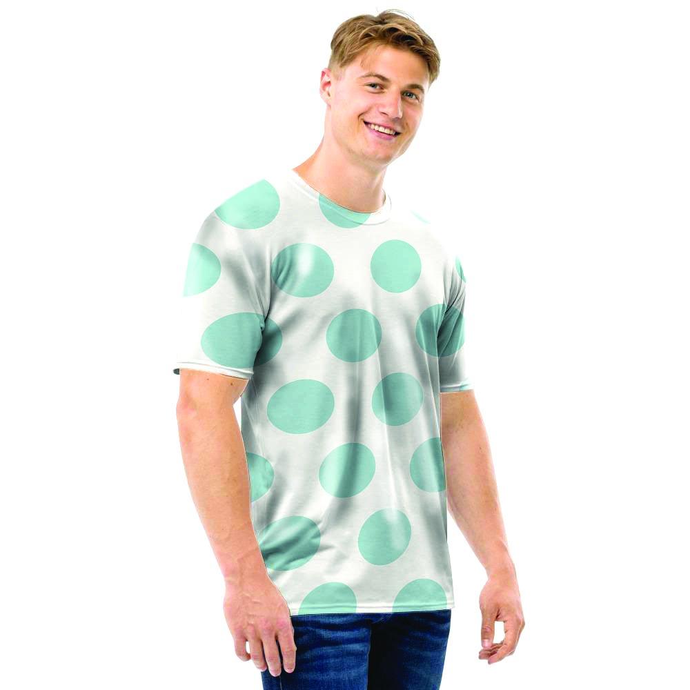 White And Turquoise Polka Dot Men T Shirt-grizzshop