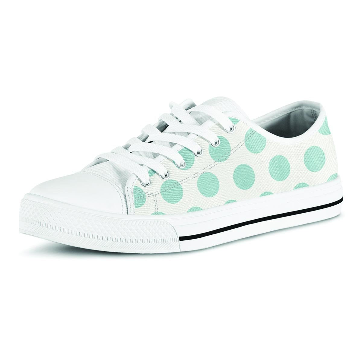 White And Turquoise Polka Dot Men's Low Top Shoes-grizzshop