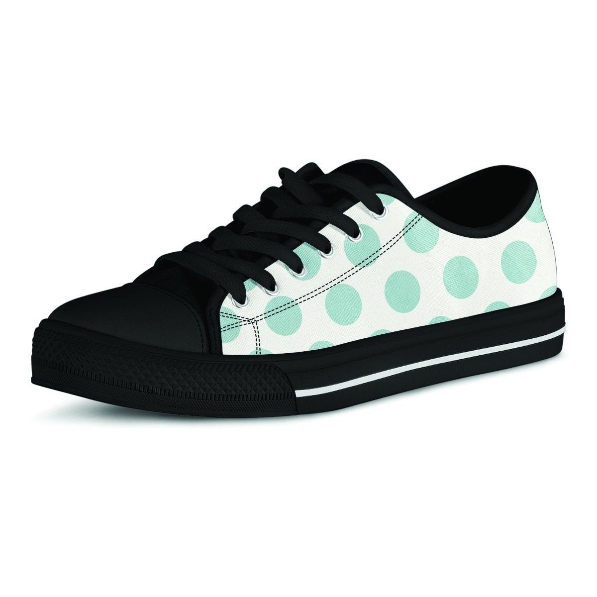 White And Turquoise Polka Dot Men's Low Top Shoes-grizzshop