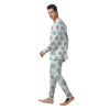 White And Turquoise Polka Dot Men's Pajamas-grizzshop