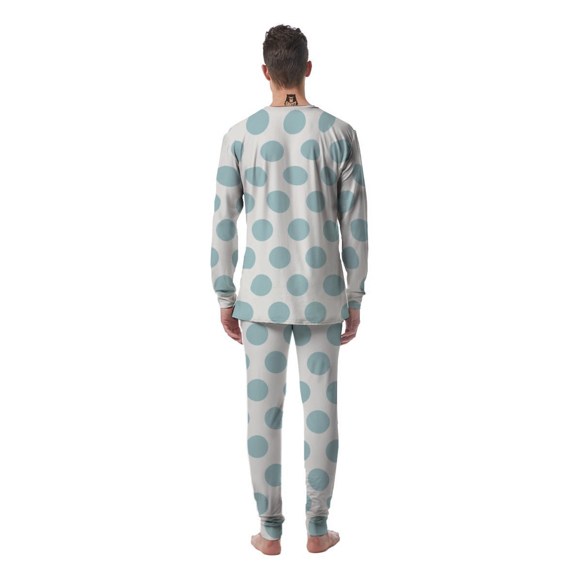 White And Turquoise Polka Dot Men's Pajamas-grizzshop