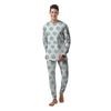 White And Turquoise Polka Dot Men's Pajamas-grizzshop