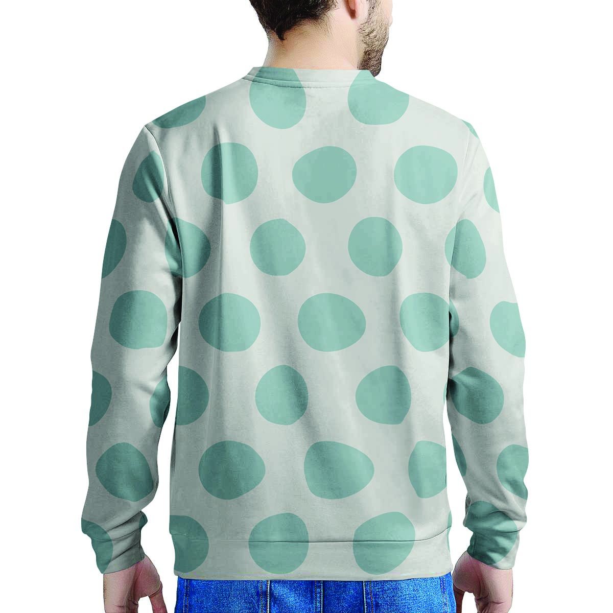 White And Turquoise Polka Dot Men's Sweatshirt-grizzshop