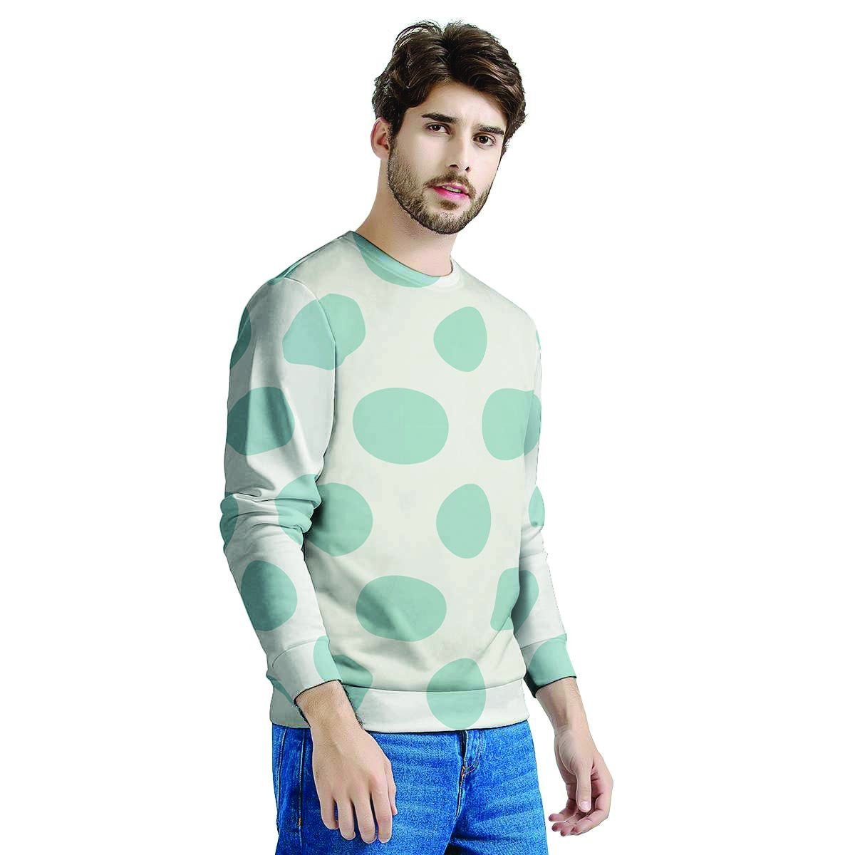 White And Turquoise Polka Dot Men's Sweatshirt-grizzshop