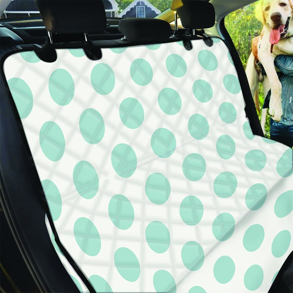 White And Turquoise Polka Dot Pet Car Seat Cover-grizzshop