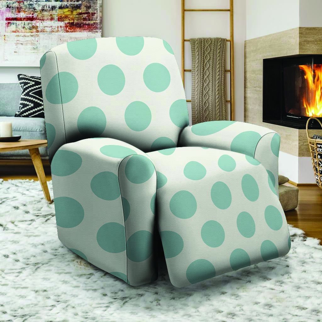 White And Turquoise Polka Dot Recliner Cover-grizzshop